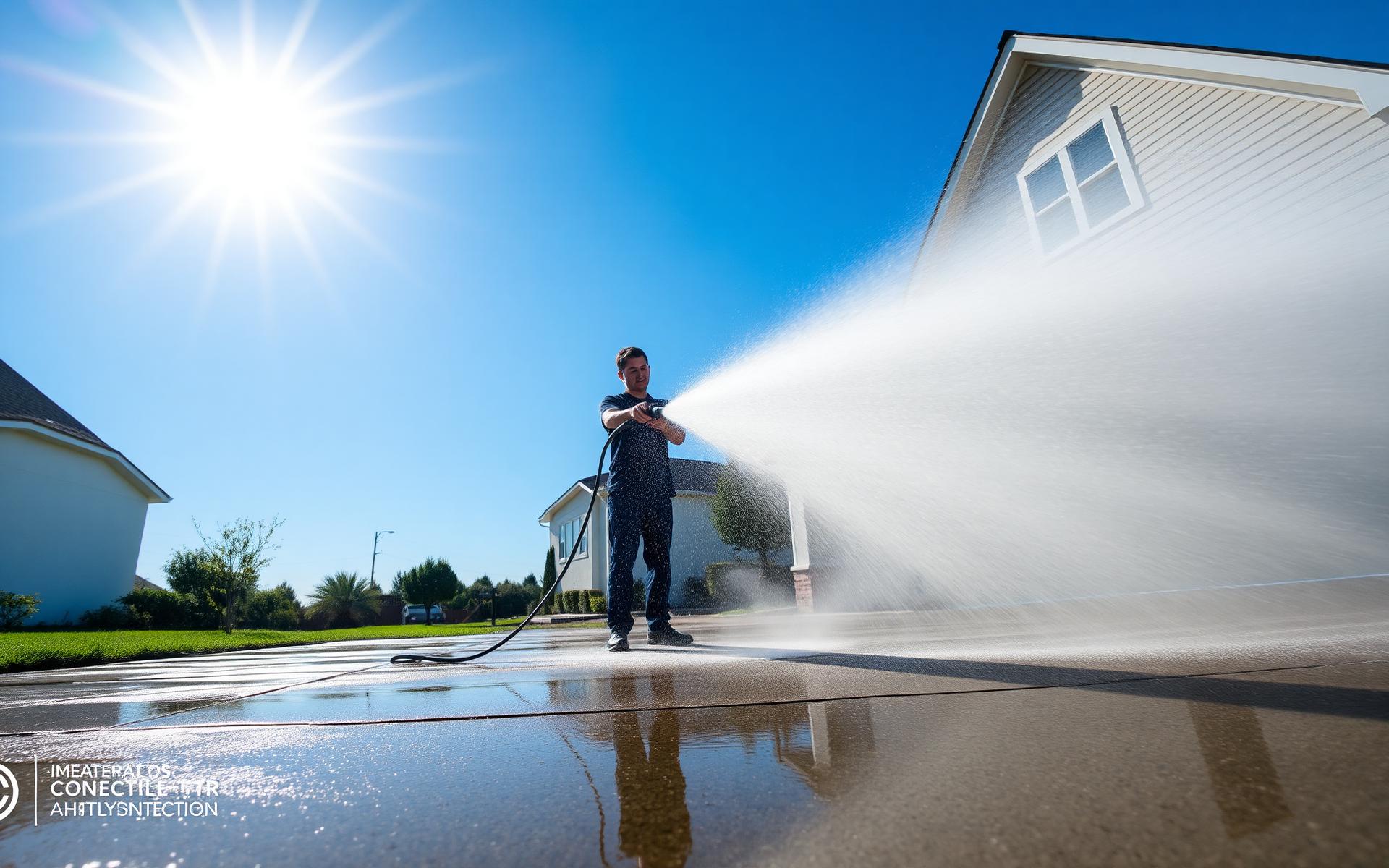 H2 Flow professional pressure washing a driveway on the Gold Coast